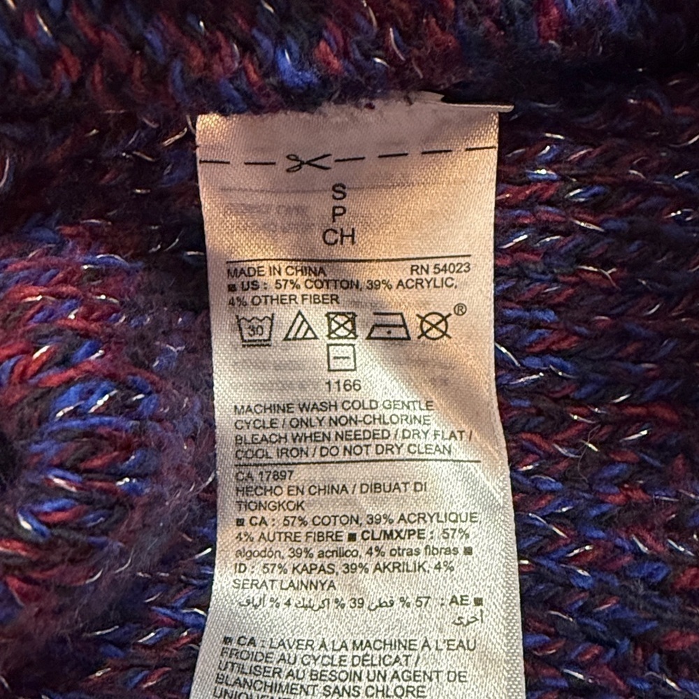 Old Navy Glitter Sparkle Red Blue Purple Hue Sweater Womens S Cable Knit Acrylic - Picture 7 of 7
